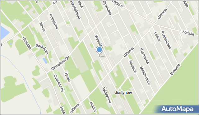 Justynów gmina Andrespol, Daszyńskiego Ignacego, mapa Justynów gmina Andrespol