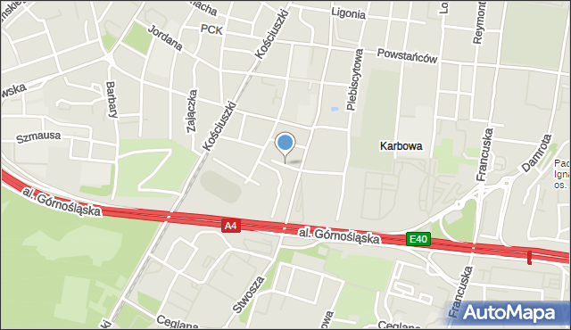 Katowice, Daliowa, mapa Katowic