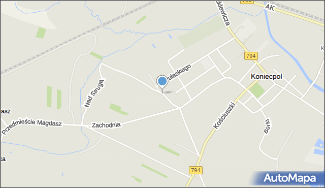 Koniecpol, Dawna Prusa Bolesława, mapa Koniecpol