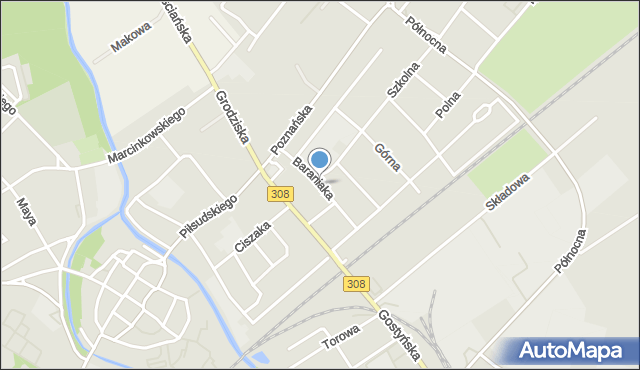 Kościan, Dawna 27 Stycznia, mapa Kościan