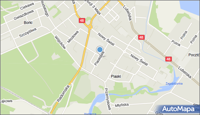Kozienice, Dawna Armii Ludowej, mapa Kozienice