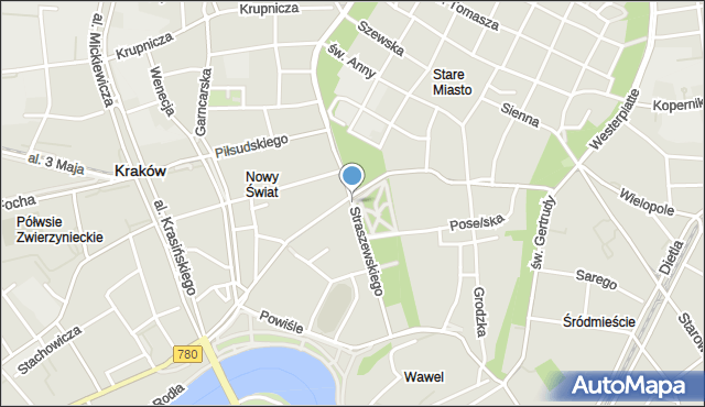 Kraków, Dawna Straszewskiego Floriana, mapa Krakowa