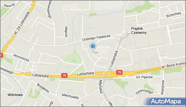 Kraków, Dawna Dziedzica Emila, mapa Krakowa