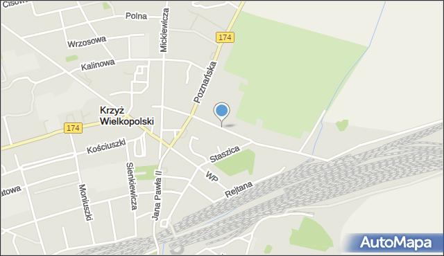 Krzyż Wielkopolski, Dawna Świerczewskiego Karola, gen., mapa Krzyż Wielkopolski