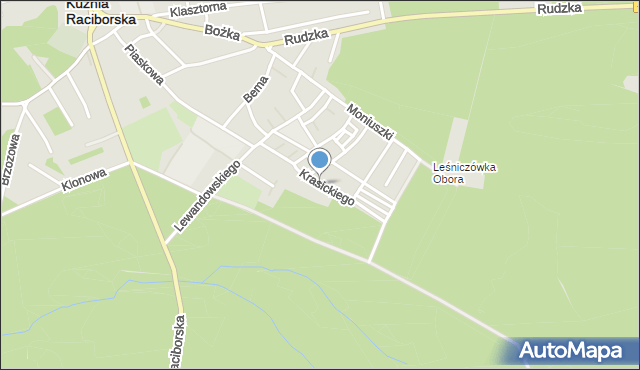 Kuźnia Raciborska, Dawna Krasickiego Janka, mapa Kuźnia Raciborska