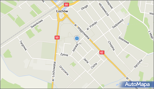 Łochów powiat węgrowski, Dawna XXX lecia PRL, mapa Łochów powiat węgrowski