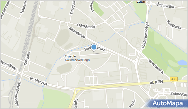 Lubin, Dawna 2 Armii Wojska Polskiego, mapa Lubin