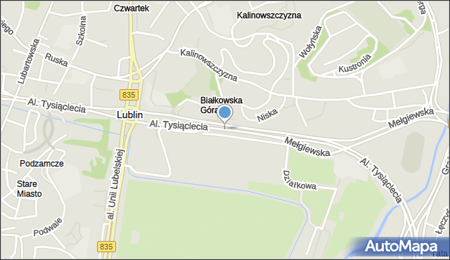 Lublin, Dawna Aleja Tysiąclecia, mapa Lublina