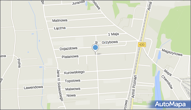 Luboń powiat poznański, Dawna Walki Młodych, mapa Luboń powiat poznański