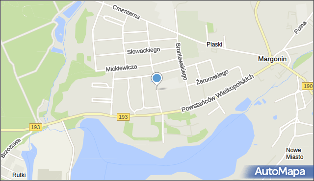 Margonin, Dąbrowskiej Marii, mapa Margonin