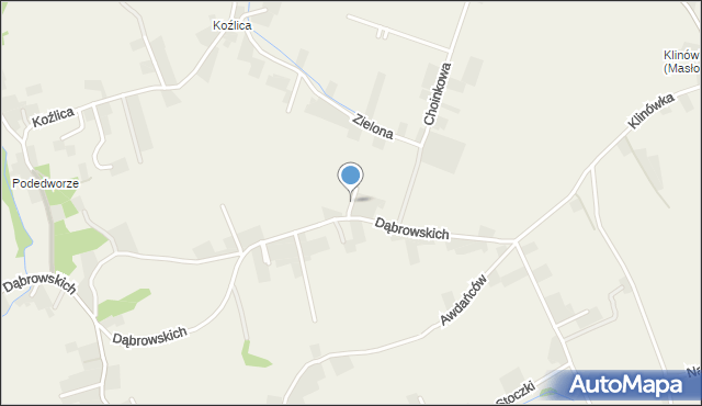 Masłomiąca, Dąbrowskich, mapa Masłomiąca