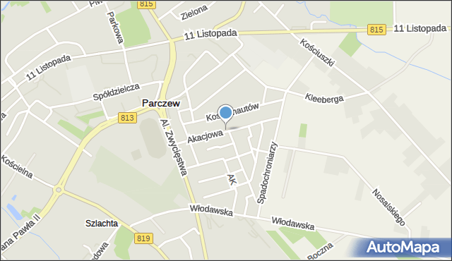 Parczew, Dawna Braterstwa Broni, mapa Parczew