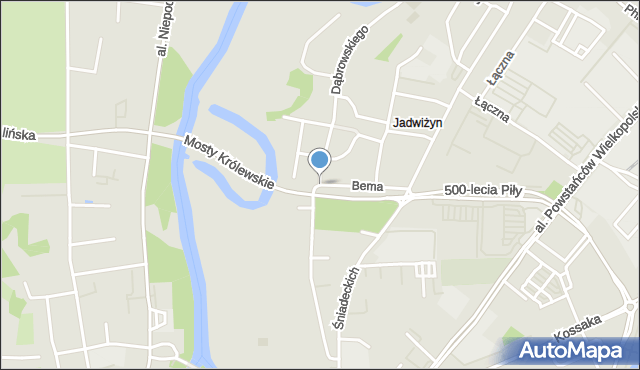 Piła, Dąbrowskiego, mapa Piły