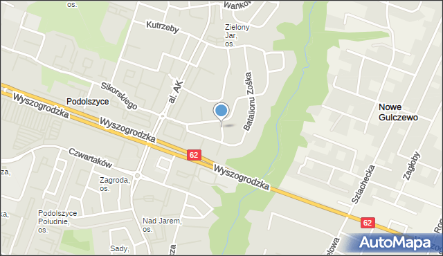 Płock, Dawna Bytnara Jana, mapa Płock