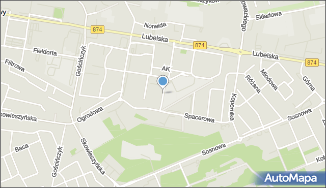 Puławy, Dawna Armii Ludowej, mapa Puław