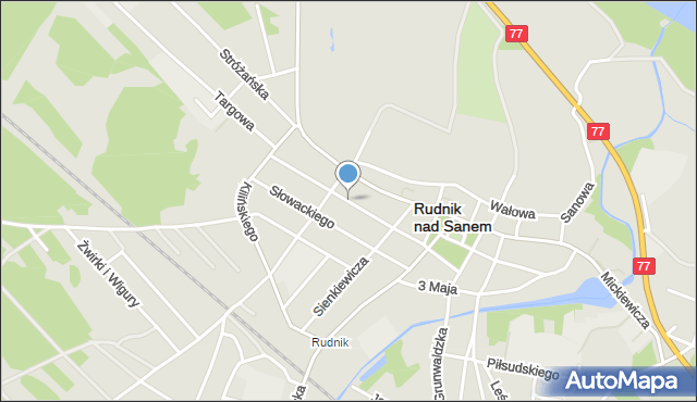 Rudnik nad Sanem, Daszyńskiego Ignacego, mapa Rudnik nad Sanem