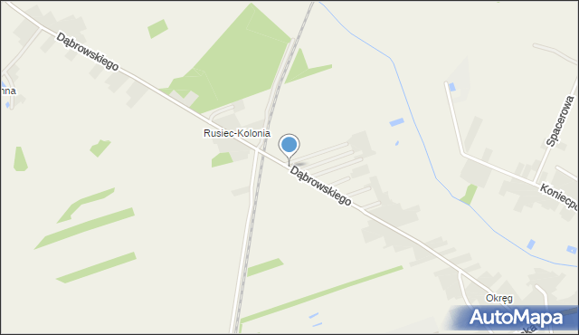 Rusiec powiat bełchatowski, Dąbrowskiego, mapa Rusiec powiat bełchatowski