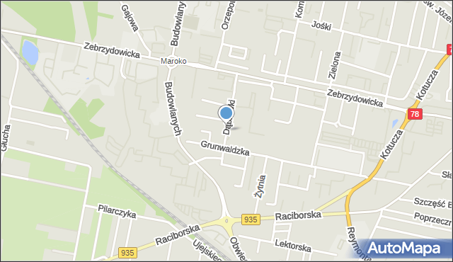 Rybnik, Dąbrówki, mapa Rybnika