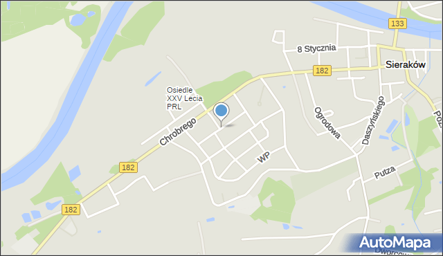 Sieraków powiat międzychodzki, Dawna Świerczewskiego Karola, gen., mapa Sieraków powiat międzychodzki