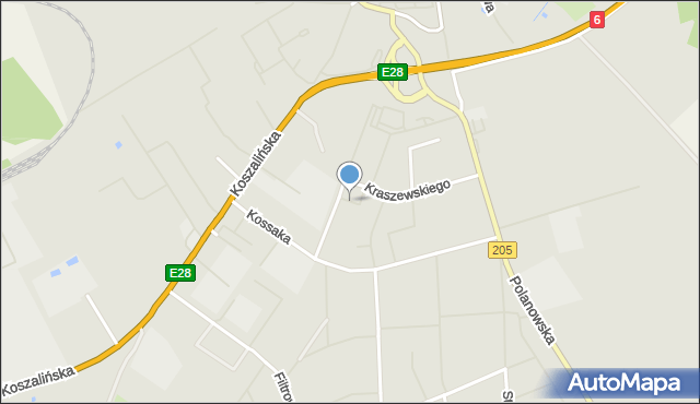 Sławno, Dąbrowskiego Henryka, gen., mapa Sławno