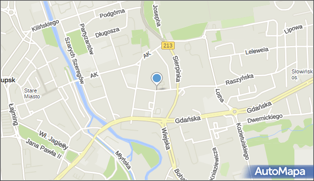 Słupsk, Dąbrówki, mapa Słupska