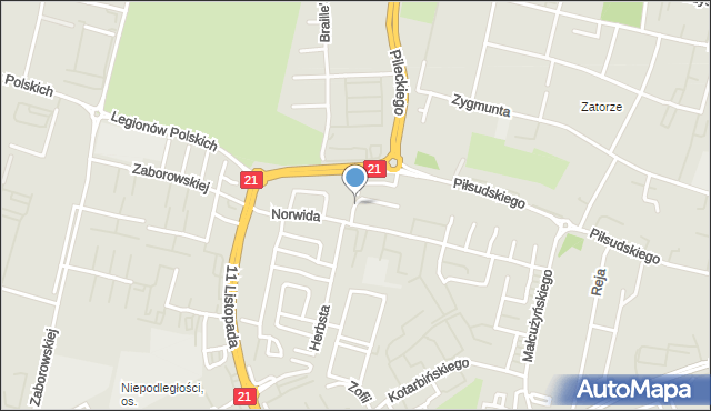 Słupsk, Dąbrowskiej Marii, mapa Słupska