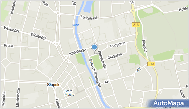 Słupsk, Dawna Plac Powstańców Warszawskich, mapa Słupska