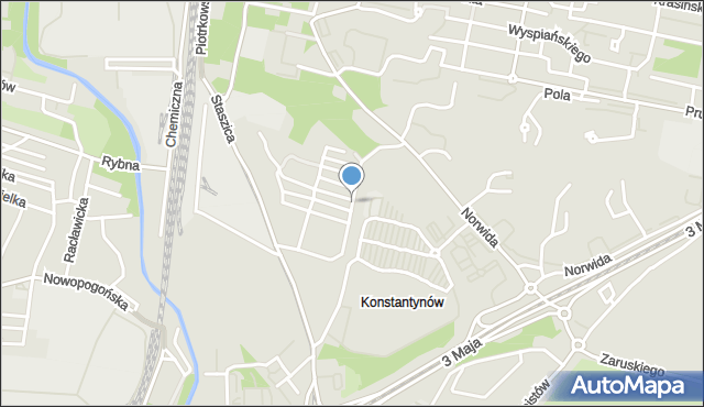 Sosnowiec, Dawna Szewczyka Jana, mapa Sosnowca