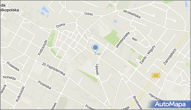 Środa Wielkopolska, Dąbrowskiego Henryka, gen., mapa Środa Wielkopolska