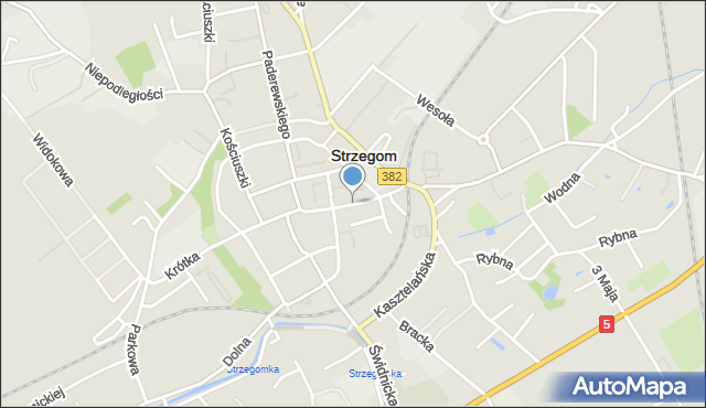 Strzegom powiat świdnicki, Dąbrowskiego Jarosława, gen., mapa Strzegom powiat świdnicki