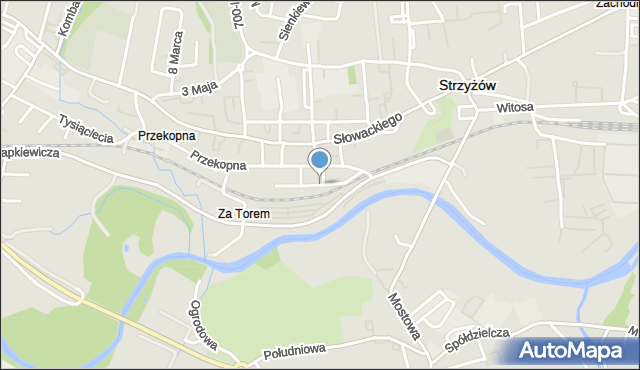 Strzyżów, Dąbrowskiego, mapa Strzyżów