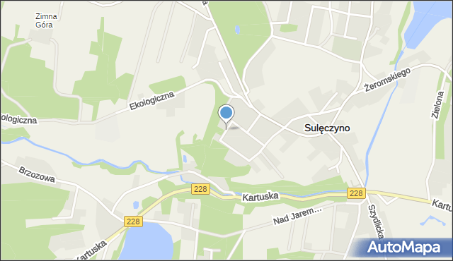 Sulęczyno, Damroki, mapa Sulęczyno