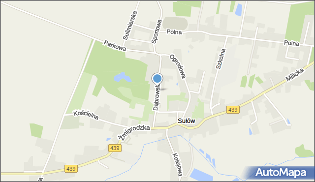 Sułów gmina Milicz, Dąbrowskiego Jarosława, gen., mapa Sułów gmina Milicz