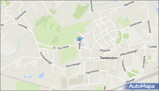 Świebodzin, Dawna Walki Młodych, mapa Świebodzin