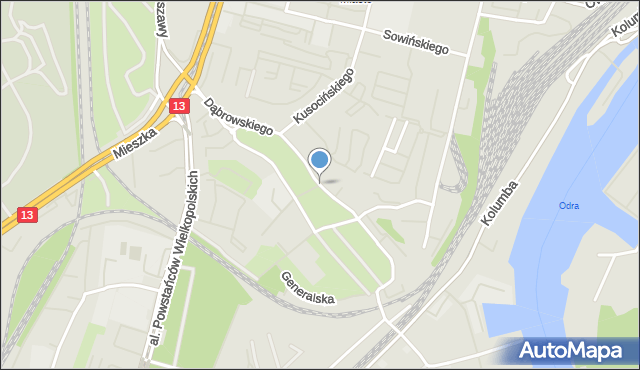 Szczecin, Dąbrowskiego Henryka, gen., mapa Szczecina