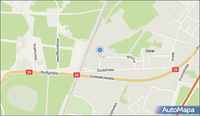 Toruń, Daleka, mapa Torunia