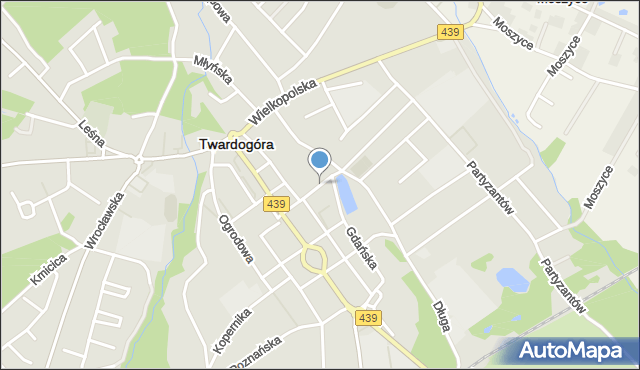 Twardogóra, Dąbrowskiego Henryka, gen., mapa Twardogóra