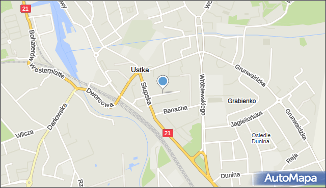 Ustka, Dawna 20 lecia PRL, mapa Ustka