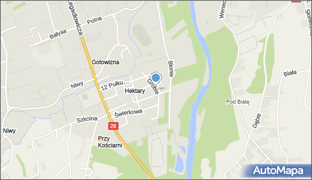 Wadowice, Dawna Grobla, mapa Wadowice
