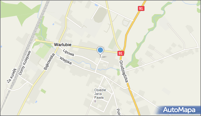 Warlubie, Dawna 18 Lutego, mapa Warlubie