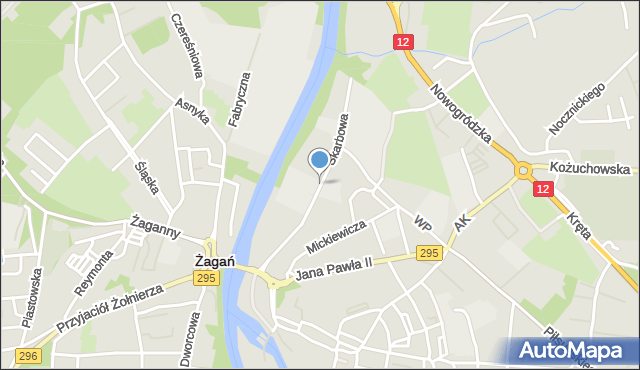 Żagań, Dawna X-lecia Polski Ludowej, mapa Żagań