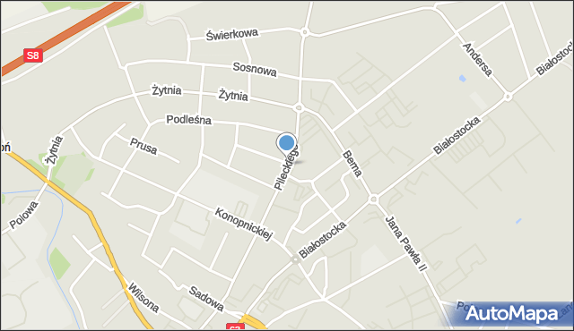 Zambrów, Dawna Podedwornego Bolesława, mapa Zambrów