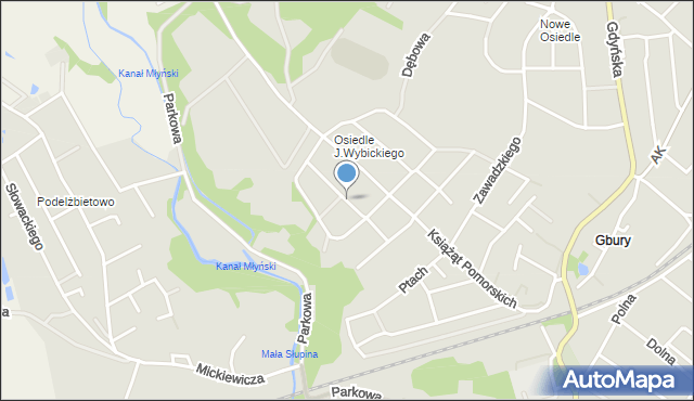 Żukowo powiat kartuski, Dąbrowskiego, mapa Żukowo powiat kartuski