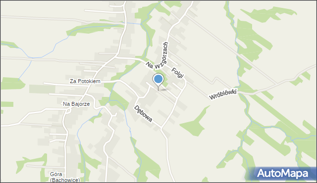 Bachowice, Dębowa Boczna, mapa Bachowice