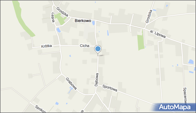 Bierkowo, Dębowa, mapa Bierkowo