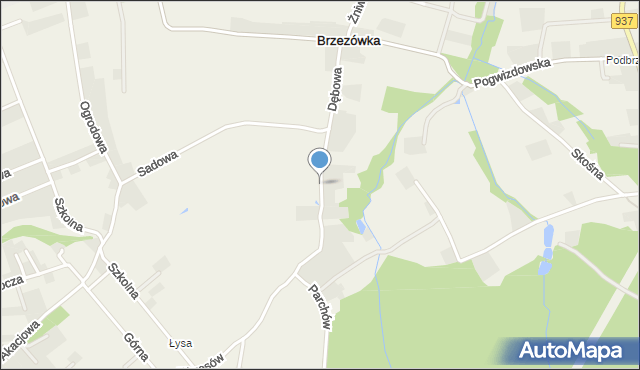 Brzezówka gmina Hażlach, Dębowa, mapa Brzezówka gmina Hażlach