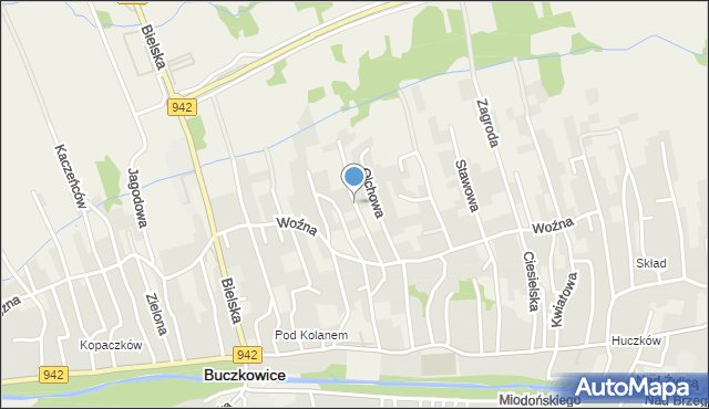 Buczkowice, Dębowa, mapa Buczkowice