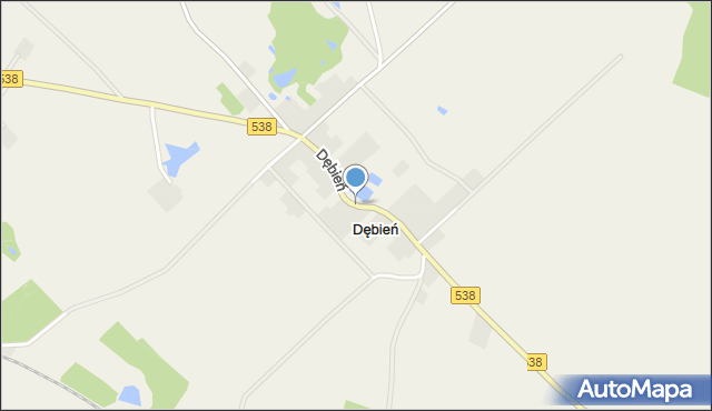 Dębień gmina Rybno, Dębień, mapa Dębień gmina Rybno