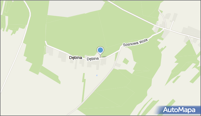 Dębina gmina Dzierzkowice, Dębina, mapa Dębina gmina Dzierzkowice