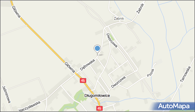 Długomiłowice, Dębowska, mapa Długomiłowice